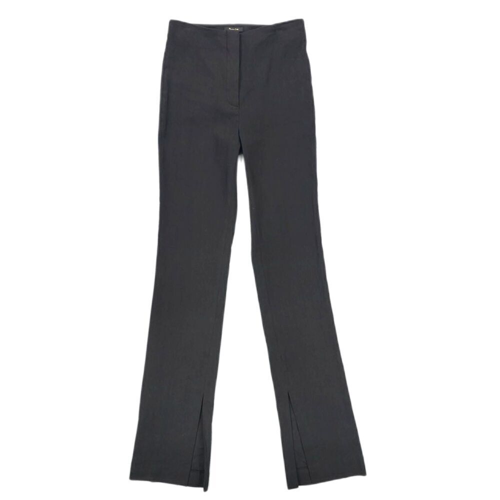 NWT Massimo Dutti Linen Slit Flare Trousers Black Minimal Quiet Luxury Old Money